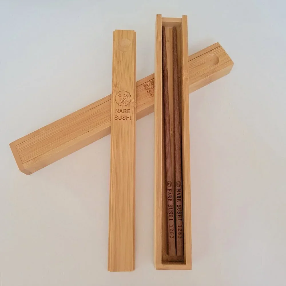NEW Nare Sushi Bamboo Wood Natural Chopsticks Set - Picture 8 of 8